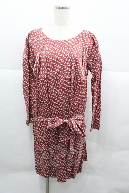 税込3980円以上購入で【送料無料】【USED】Vivienne Westwood / シルエットキャット総柄ワンピース ヴィヴィアンウエストウッド ビビアン2 オレンジ 【中古】 I-25-12-24-024-op-HD-ZI
