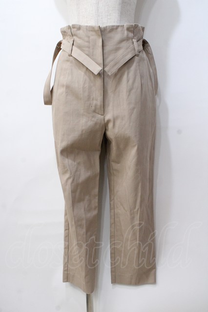 税込3980円以上購入で【送料無料】【USED】Vivienne Westwood / ヴィンテージ強撚ツイルドライワッシャーサスペンダー付キスリムトラウザーズ ヴィヴィアンウエストウッド ビビアン01 ベージュ 【中古】 Y-25-08-20-055-pa-SZ-ZH