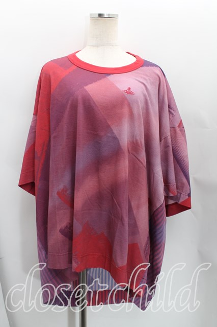 税込3980円以上買いもとめるで【貨物輸送無料】【USED】Vivienne Westwood / ラインオーブ刺しゅうBIGカットソーヴィヴィアンウエストウッド ビビアン00（壱大きさ） サクラ色 【中古】 H-25-09-07-048-to-OD-ZH