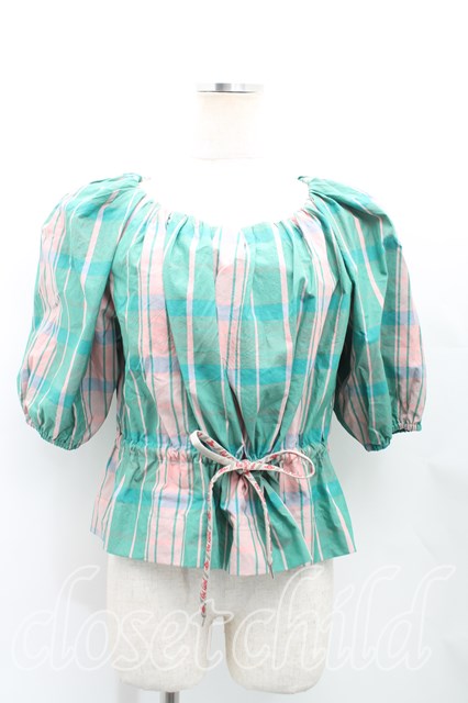税込3980円以上購入で【送料無料】【USED】Vivienne Westwood / コットンシルクタータンチェックトップ ヴィヴィアンウエストウッド ビビアン00（ワンサイズ） 緑 【中古】 H-25-10-05-056-to-OD-ZH