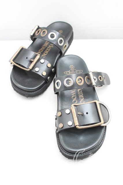税込3980円以上買いもとめるで【貨物輸送無料】【USED】Vivienne Westwood / ALEXスタッドサンダルヴィヴィアンウエストウッド ビビアン36（23糎好いかげんに） 黒 【中古】 H-25-10-19-085-sh-OD-ZH