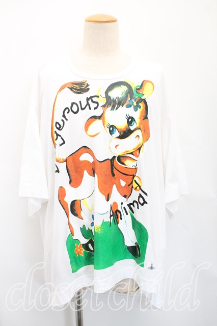 税込3980円以上購入で【送料無料】【USED】Vivienne Westwood MAN / デンジャラスアニマルBIGカットソーヴィヴィアンウエストウッド ビビアンFREE 白 【中古】 H-26-01-11-090-to-OD-ZH｜closetchild