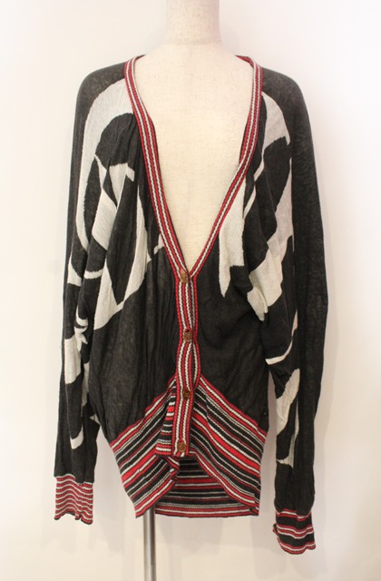 税込3980円以上購入で【送料無料】【USED】Vivienne Westwood / BIGロゴドルマンカーディガン ヴィヴィアンウエストウッド ビビアン ブラックｘレッドｘグレー 【中古】 O-26-01-11-025-to-YM-OS
