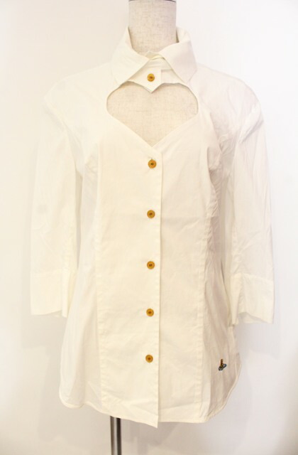 税込3980円以上購入で【送料無料】【USED】Vivienne Westwood / 7部丈ラブシャツ ヴィヴィアンウエストウッド ビビアン38 ホワイト 【中古】 O-26-01-11-036-bl-IG-OS