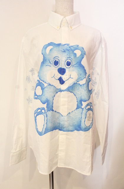 税込3980円以上購入で【送料無料】【USED】Vivienne Westwood / Palaceコラボテディベアシャツヴィヴィアンウエストウッド ビビアンS ホワイトxブルー 【中古】 O-26-01-11-037-bl-YM-ZH|closetchild