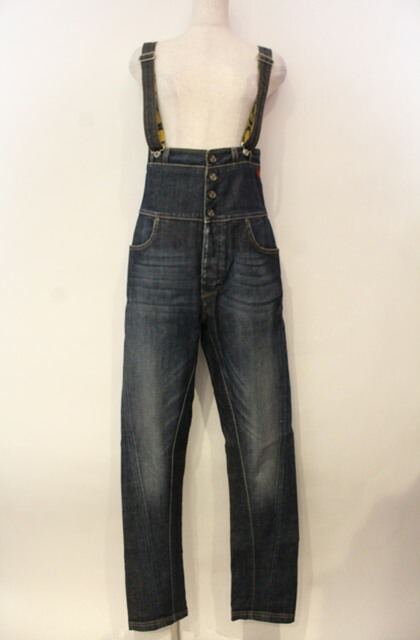 税込3980円以上購入で【送料無料】【USED】Vivienne Westwood Anglomania and Lee / BOMBARDIER サスペンダー付キハイウエストパンツヴィヴィアンウエストウッド ビビアンW27 インディゴｘイエロー 【中古】 O-26-01-11-050-pa-YM-ZH