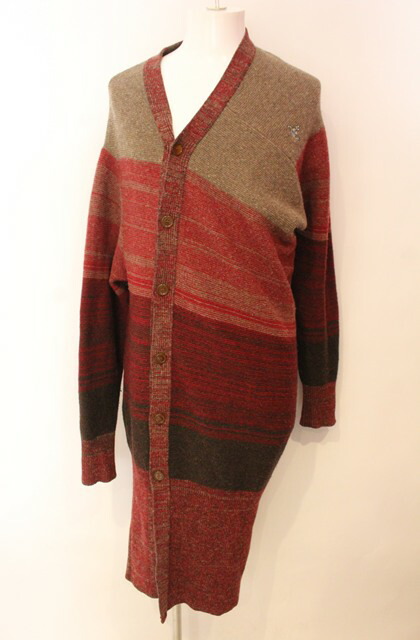 税込3980円以上購入で【送料無料】【USED】Vivienne Westwood MAN / グラデーション変形ニットカーディガン ヴィヴィアンウエストウッド ビビアン44 ブラウンｘレッド 【中古】 O-26-01-11-066-to-YM-ZY