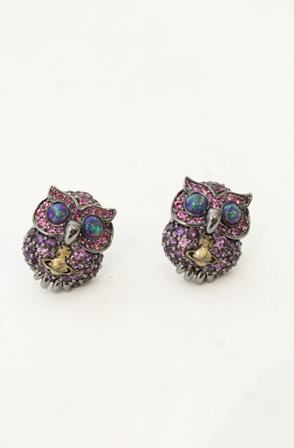 税込3980円以上購入で【送料無料】【USED】Vivienne Westwood / Louisette Owl イヤリング ヴィヴィアンウエストウッド ビビアン ガンメタルｘパープル 【中古】 O-26-01-25-072-ac-YM-OS
