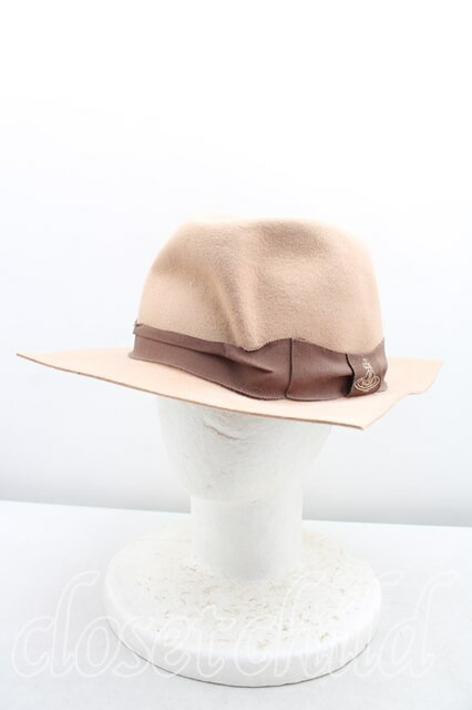 税込3980円以上購入で【送料無料】【USED】Vivienne Westwood / スクエアブリム メンズハット ヴィヴィアンウエストウッド ビビアン キャメル 【中古】 H-26-02-01-041-ha-OD-ZH