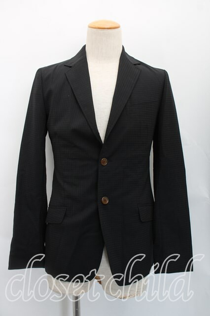 税込3980円以上購入で【送料無料】【USED】Vivienne Westwood MAN / グラフチェックシングルジャケット ヴィヴィアンウエストウッド ビビアン44（メンズS相当） 黒 【中古】 H-26-02-08-001-jc-OD-ZH