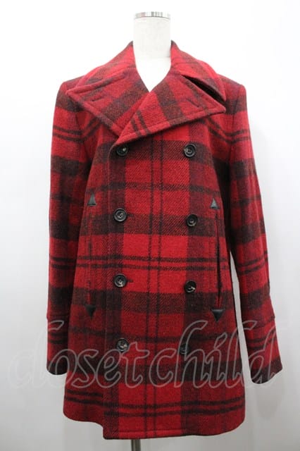 税込3980円以上購入で【送料無料】【USED】Vivienne Westwood / HARRIS TWEEDタグタータンチェックコート ヴィヴィアンウエストウッド ビビアン46 赤Ｘ黒チェック 【中古】 I-26-02-25-024-co-HD-ZI