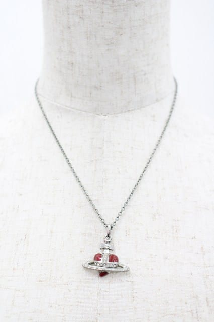 税込3980円以上購入で【送料無料】【USED】Vivienne Westwood / ディアマンテハートスタッドネックレス ヴィヴィアンウエストウッド ビビアン 赤Ｘシルバー 【中古】 I-26-02-25-037-nl-HD-ZI