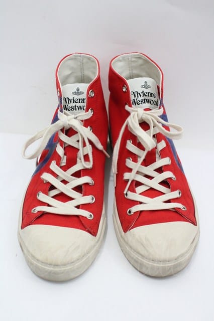 税込3980円以上買いもとめるで【貨物輸送無料】【USED】Vivienne Westwood MAN / PLIMSOLL HI TOPスニーカーヴィヴィアンウエストウッド ビビアン42 赤x青 【中古】 I-26-02-25-047-sh-固定ディスク-ZI