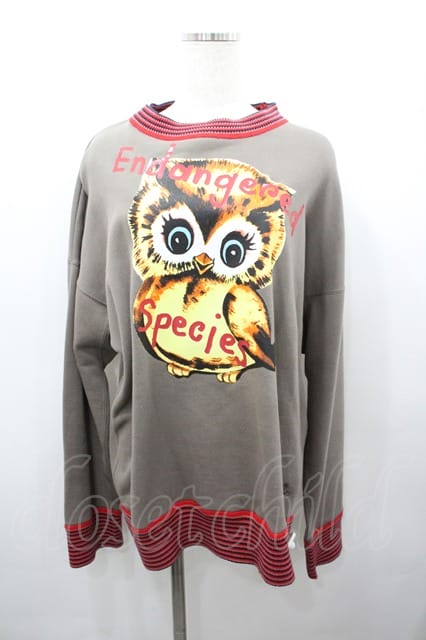 税込3980円以上購入で【送料無料】【USED】Vivienne Westwood / ENDANGERED SPECIES OWLスウェット ヴィヴィアンウエストウッド ビビアン46 グレーＸ赤 【中古】 I-26-02-28-028-to-HD-ZI