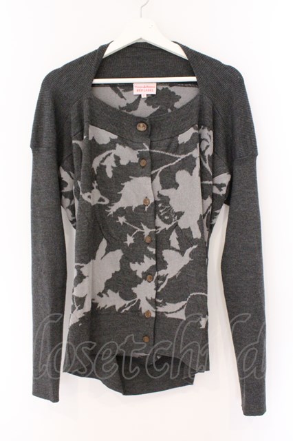 税込3980円以上購入で【送料無料】【USED】Vivienne Westwood / シャドーローズカーディガン ヴィヴィアンウエストウッド ビビアン2 グレー 【中古】 O-26-03-08-019-to-YM-OS