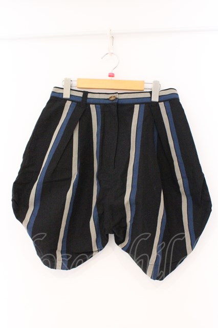 税込3980円以上購入で【送料無料】【USED】Vivienne Westwood / ストライプバルーンパンツ ヴィヴィアンウエストウッド ビビアン3 ブラックｘネイビー 【中古】 O-26-03-08-037-pa-YM-OS