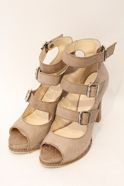 税込3980円以上購入で【送料無料】【USED】Vivienne Westwood / オープントゥ3ストラップシューズ ヴィヴィアンウエストウッド ビビアン39（24.5cm） ベージュ 【中古】 O-26-03-08-092-sh-YM-OS