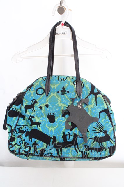 税込3980円以上購入で【送料無料】【USED】Vivienne Westwood / ケイブマンハンドバッグ ヴィヴィアンウエストウッド ビビアン ブルー 【中古】 O-26-03-15-001-ba-YM-OS
