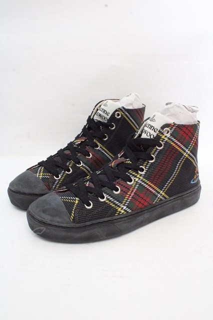 税込3980円以上購入で【送料無料】【USED】Vivienne Westwood / PLIMSOLL HIGH TOPスニーカー（プリムソールハイトップ）ヴィヴィアンウエストウッド ビビアン38（24cm） マルチ 【中古】 O-26-03-15-071-sh-YM-OS