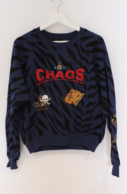 税込3980円以上購入で【送料無料】【USED】Vivienne Westwood / TIGER STRIPES RAGLANスウェット ヴィヴィアンウエストウッド ビビアンXS ネイビー 【中古】 O-26-03-22-054-to-YM-ZH