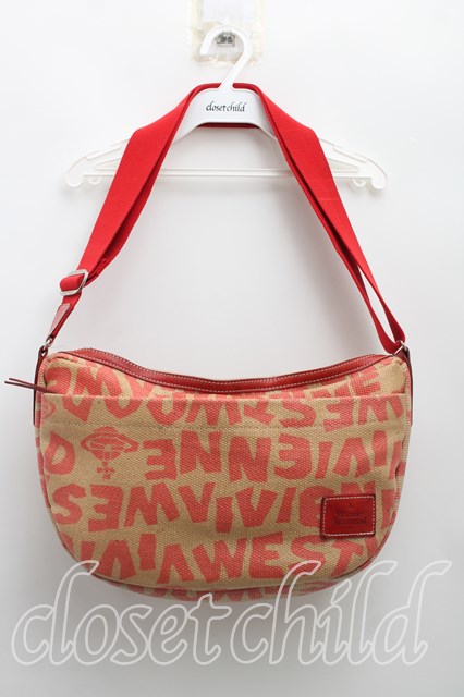 税込3980円以上購入で【送料無料】【USED】Vivienne Westwood / ロゴptショルダーバッグ ヴィヴィアンウエストウッド ビビアン ベージュｘ赤 【中古】 H-26-03-22-044-ba-OD-ZH