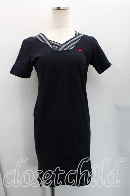 税込3980円以上購入で【送料無料】【USED】Vivienne Westwood / 鹿ノ子ポロワンピース ヴィヴィアンウエストウッド ビビアン2（9号相当） 紺 【中古】 H-26-03-29-028-op-OD-ZH 7,742円