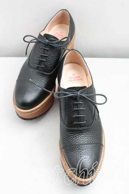 税込3980円以上購入で【送料無料】【USED】Vivienne Westwood / ウェッジソールシューズ ヴィヴィアンウエストウッド ビビアン38（24cm相当） 黒 【中古】 H-26-03-29-091-sh-OD-ZH
