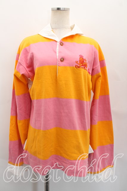 税込3980円以上購入で【送料無料】【USED】Vivienne Westwood MAN / ラガーポロシャツ ヴィヴィアンウエストウッド ビビアンM ピンクｘオレンジ 【中古】 H-26-03-29-010-to-OD-ZH