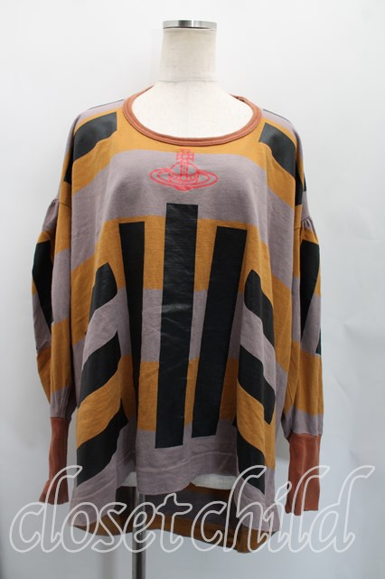 税込3980円以上買いもとめるで【貨物輸送無料】【USED】Vivienne Westwood / リーフオーブptスウェットヴィヴィアンウエストウッド ビビアン00（一大きさ） 茶ｘ灰 【中古】 H-26-03-29-012-to-OD-ZH