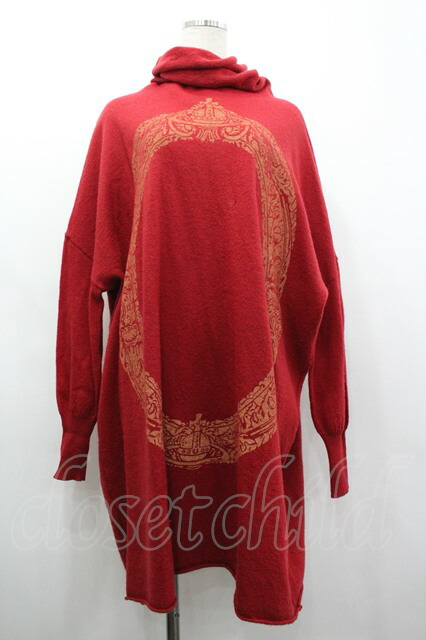 税込3980円以上購入で【送料無料】【USED】Vivienne Westwood / 額縁フレームニットワンピース ヴィヴィアンウエストウッド ビビアン2 赤 【中古】 I-26-03-29-046-op-HD-ZI