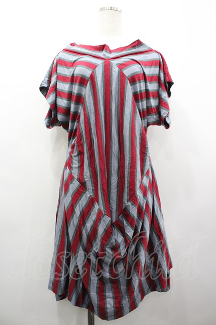 税込3980円以上買いもとめるで【貨物輸送無料】【USED】Vivienne Westwood / 単色オーブストライプうつり変わりワンピースヴィヴィアンウエストウッド ビビアン2 赤Ｘサキソフォン 【中古】 I-26-03-29-062-op-固定ディスク-ZI