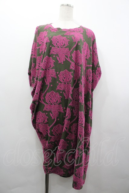 税込3980円以上購入で【送料無料】【USED】Vivienne Westwood / フラワー半袖ワンピース ヴィヴィアンウエストウッド ビビアン2 ピンクＸカーキ 【中古】 I-26-03-29-071-op-HD-ZI