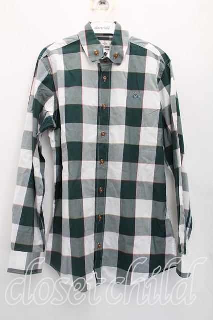 税込3980円以上購入で【送料無料】【USED】Vivienne Westwood / ブロックチェックシャツ ヴィヴィアンウエストウッド ビビアン46（メンズM相当） 緑 【中古】 H-26-04-05-022-bl-OD-ZH 10,357円