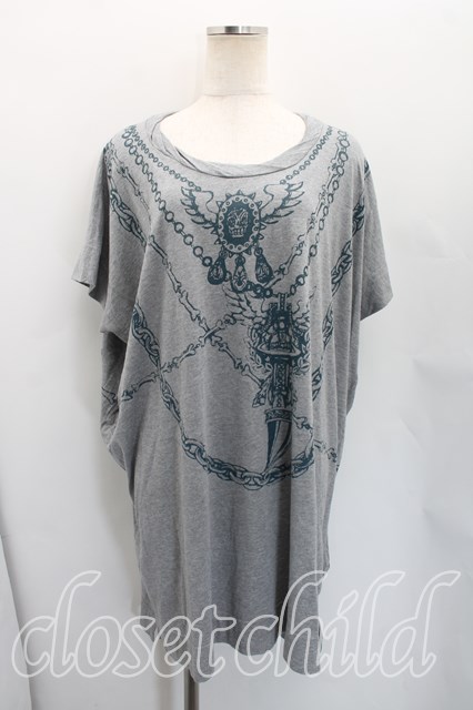 税込3980円以上購入で【送料無料】【USED】Vivienne Westwood / ネックレスptスクエアカットソーワンピ ヴィヴィアンウエストウッド ビビアン2（9号相当） 灰 【中古】 H-26-04-05-007-op-OD-ZH