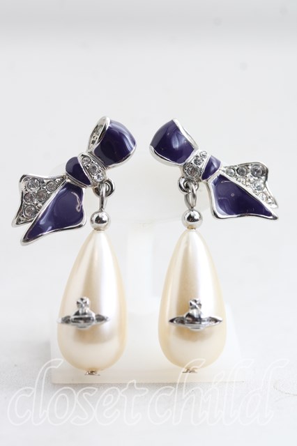 税込3980円以上購入で【送料無料】【USED】Vivienne Westwood / ボウドロップピアス ヴィヴィアンウエストウッド ビビアン 紫 【中古】 H-26-04-05-092-er-OD-ZH