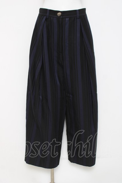 税込3980円以上購入で【送料無料】【USED】Vivienne Westwood / STRIPESパンツ ヴィヴィアンウエストウッド ビビアン38 ブラック/ネイビー 【中古】 Y-26-04-08-047-pa-OD-ZY