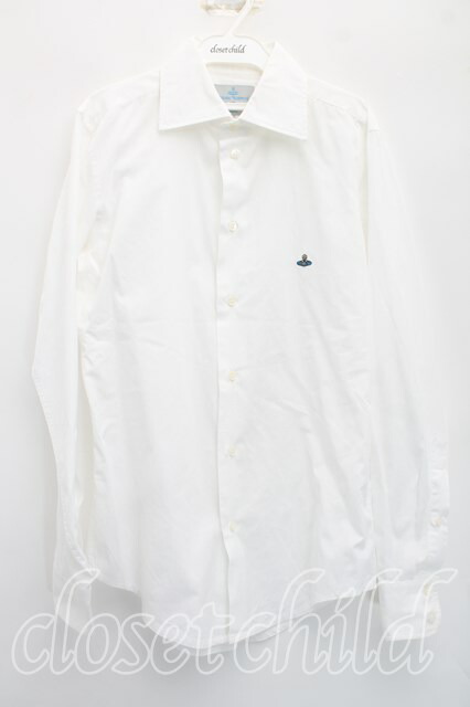 税込3980円以上購入で【送料無料】【USED】Vivienne Westwood MAN / カラーオーブ刺繍シャツヴィヴィアンウエストウッド ビビアン46（メンズM相当） 白 【中古】 H-26-04-19-012-bl-OD-ZH