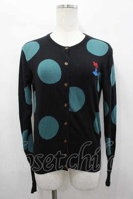 税込3980円以上買いもとめるで【貨物輸送無料】【USED】Vivienne Westwood / リボンオーブ刺しゅう斑点模様柄ニットカーディガンヴィヴィアンウエストウッド ビビアン2 黒 【中古】 I-26-04-22-023-to-固定ディスク-ZI