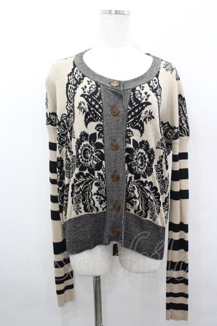 税込3980円以上買いもとめるで【貨物輸送無料】【USED】Vivienne Westwood / 花柄ニットカーデイガンヴィヴィアンウエストウッド ビビアン2 象牙色Ｘ黒 【中古】 I-26-04-22-055-to-固定ディスク-ZI