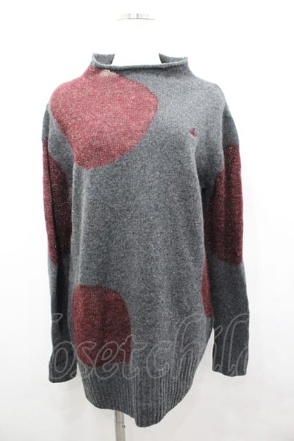 税込3980円以上購入で【送料無料】【USED】Vivienne Westwood / ラメスポット柄ニットトップスヴィヴィアンウエストウッド ビビアン2 グレーＸボルドー 【中古】 I-26-04-22-063-to-HD-ZI