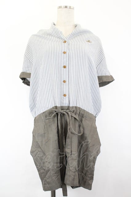 税込3980円以上買いもとめるで【貨物輸送無料】【USED】Vivienne Westwood / 単色オーブ刺しゅうストライプサロペットヴィヴィアンウエストウッド ビビアン2 薄墨色Ｘサキソフォン 【中古】 I-26-05-20-037-op-固定ディスク-ZI