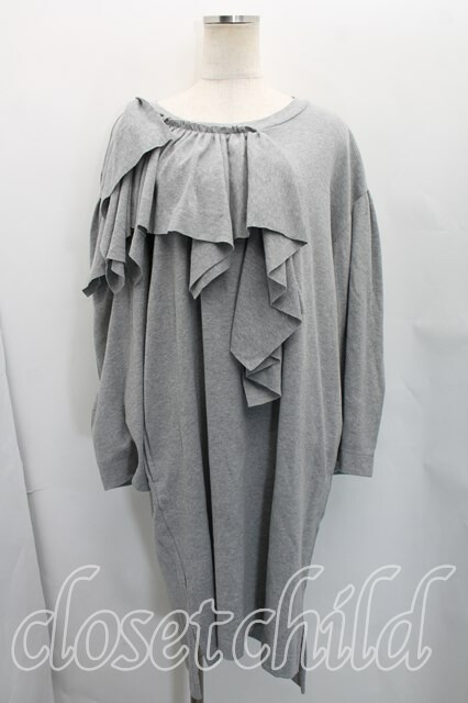 税込3980円以上買いもとめるで【貨物輸送無料】【USED】Vivienne Westwood / フリルカットソーワンピースヴィヴィアンウエストウッド ビビアン00（壱大きさ） 灰 【中古】 H-26-04-26-005-op-OD-ZH