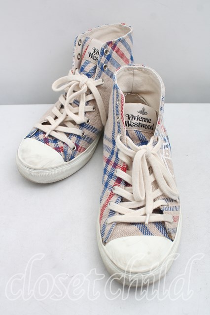 税込3980円以上買いもとめるで【貨物輸送無料】【USED】Vivienne Westwood / タータンチェックハイカットスニーカーヴィヴィアンウエストウッド ビビアン42（26珊好いかげんに） 生み出すこと 【中古】 H-26-04-26-059-sh-OD-ZH