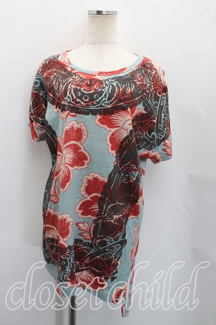 税込3980円以上買いもとめるで【貨物輸送無料】【USED】Vivienne Westwood / ブロケードフラワーティーシャツヴィヴィアンウエストウッド ビビアン00（一大きさ） 青 【中古】 H-26-04-26-086-ts-OD-ZH