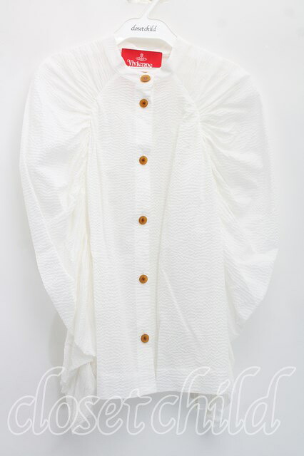税込3980円以上購入で【送料無料】【USED】Vivienne Westwood / オーガニックリップルバルーンスリーブシャツヴィヴィアンウエストウッド ビビアン00（ワンサイズ） 白 【中古】 H-26-05-03-025-bl-OD-ZH