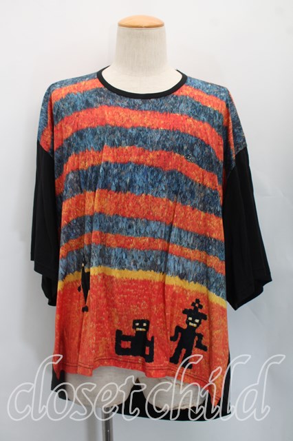 税込3980円以上買いもとめるで【貨物輸送無料】【USED】Vivienne Westwood MAN / 間借り人うつり変わりカットソーヴィヴィアンウエストウッド ビビアンFREE 黒ｘオレンジ色 【中古】 H-26-05-03-027-to-OD-ZH