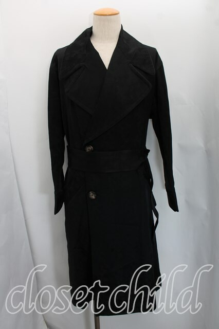 税込3980円以上買いもとめるで【貨物輸送無料】【USED】Vivienne Westwood MAN / ジャガードトレンチコートヴィヴィアンウエストウッド ビビアン44（メンズS好いかげんに） 黒 【中古】 H-26-05-03-006-co-OD-ZH