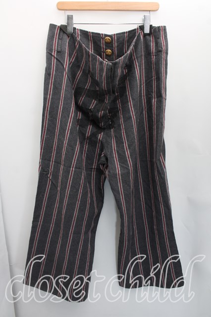 税込3980円以上購入で【送料無料】【USED】Vivienne Westwood / ストライプカンガルーパンツヴィヴィアンウエストウッド ビビアン2（9号相当） 灰 【中古】 H-26-05-24-018-pa-OD-ZH｜closetchild 9,835円