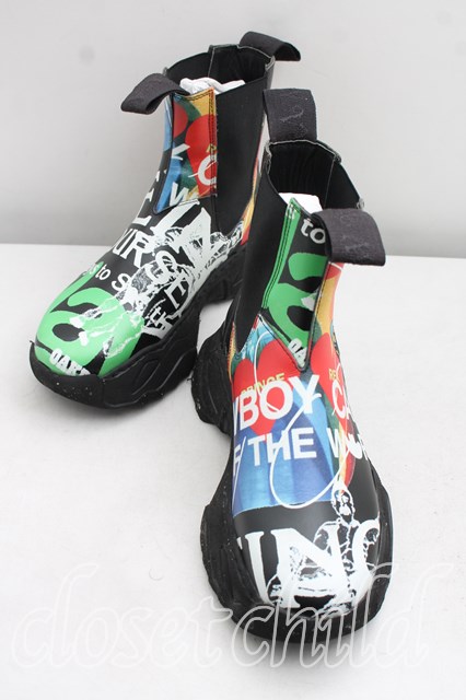 税込3980円以上買いもとめるで【貨物輸送無料】【USED】Vivienne Westwood / MEANINGLESS刷り上げるROMPER CHELSEA BOOTヴィヴィアンウエストウッド ビビアン36（23糎好いかげんに） 黒 【中古】 H-26-06-07-086-sh-OD-ZH