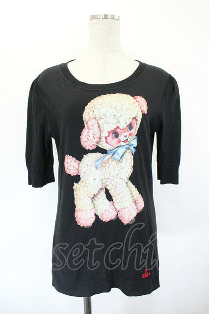 税込3980円以上購入で【送料無料】【USED】Vivienne Westwood / コットンラム半袖Tシャツヴィヴィアンウエストウッド ビビアン00 黒 【中古】 I-26-06-24-027-ts-HD-ZI｜closetchild